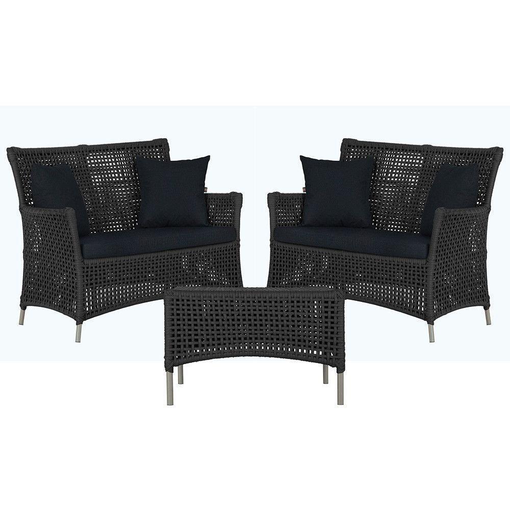 2 Sofás E Mesa Igapó Alumínio Fendi Corda Náutica E12 Trama Preto - 1