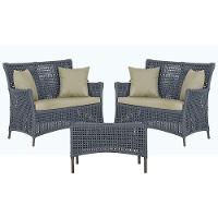 2 Sofás E Mesa Igapó Alumínio Marrom Corda Náutica E7 Trama Prata - 1