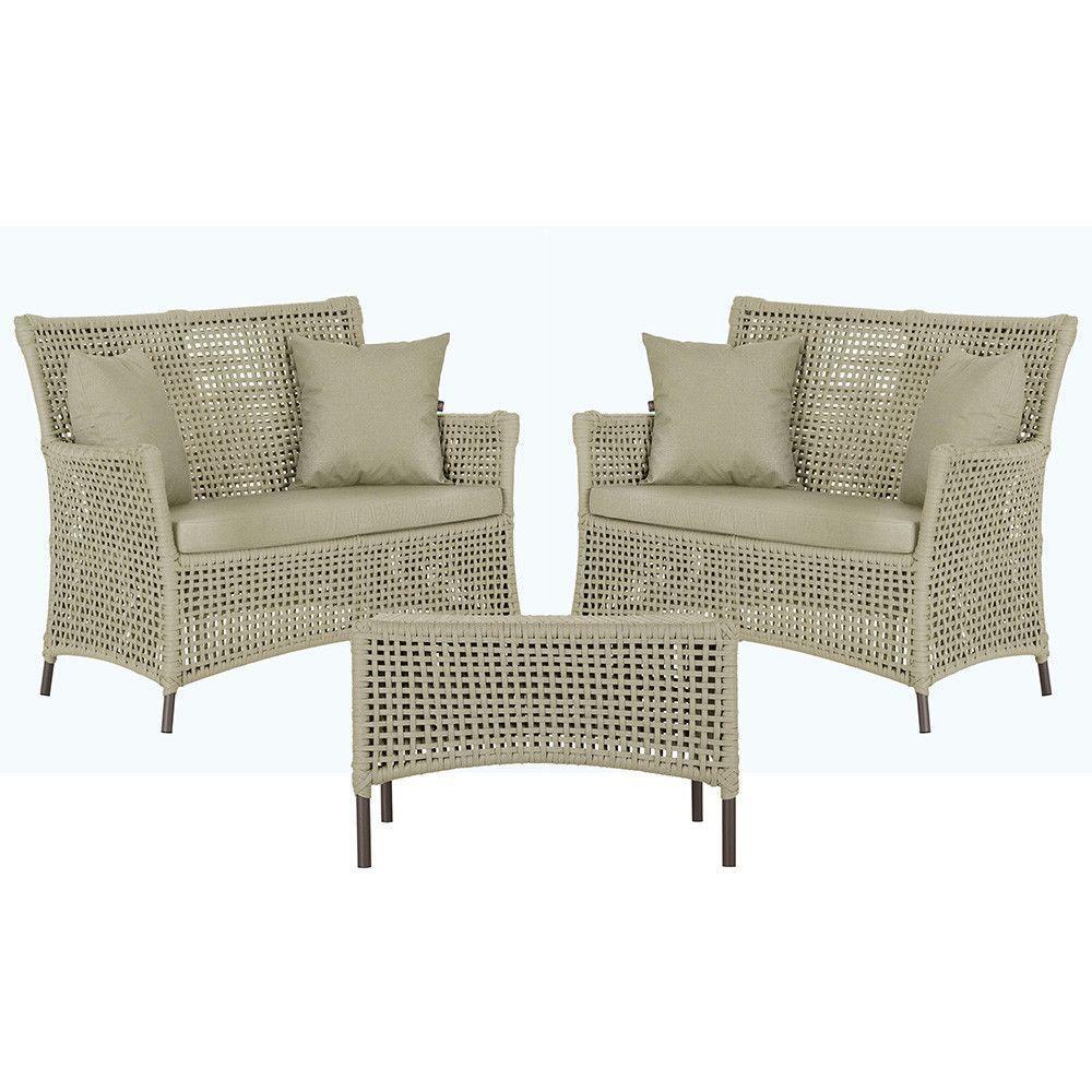 2 Sofás E Mesa Igapó Alumínio Marrom Corda Náutica E7 Trama Rami - 1