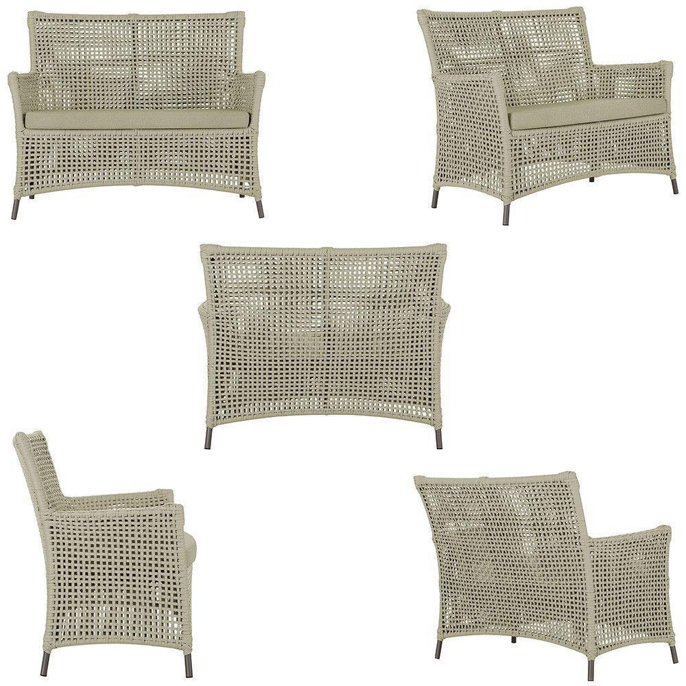 2 Sofás E Mesa Igapó Alumínio Marrom Corda Náutica E7 Trama Rami - 3