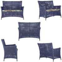 2 Sofás E Mesa Igapó Alumínio Marrom Corda Náutica E6 Trama Azul - 3