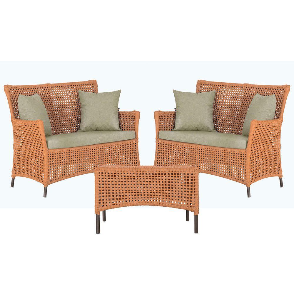 2 Sofás E Mesa Igapó Alumínio Marrom Corda Náutica E7 Trama Terra Cota - 1