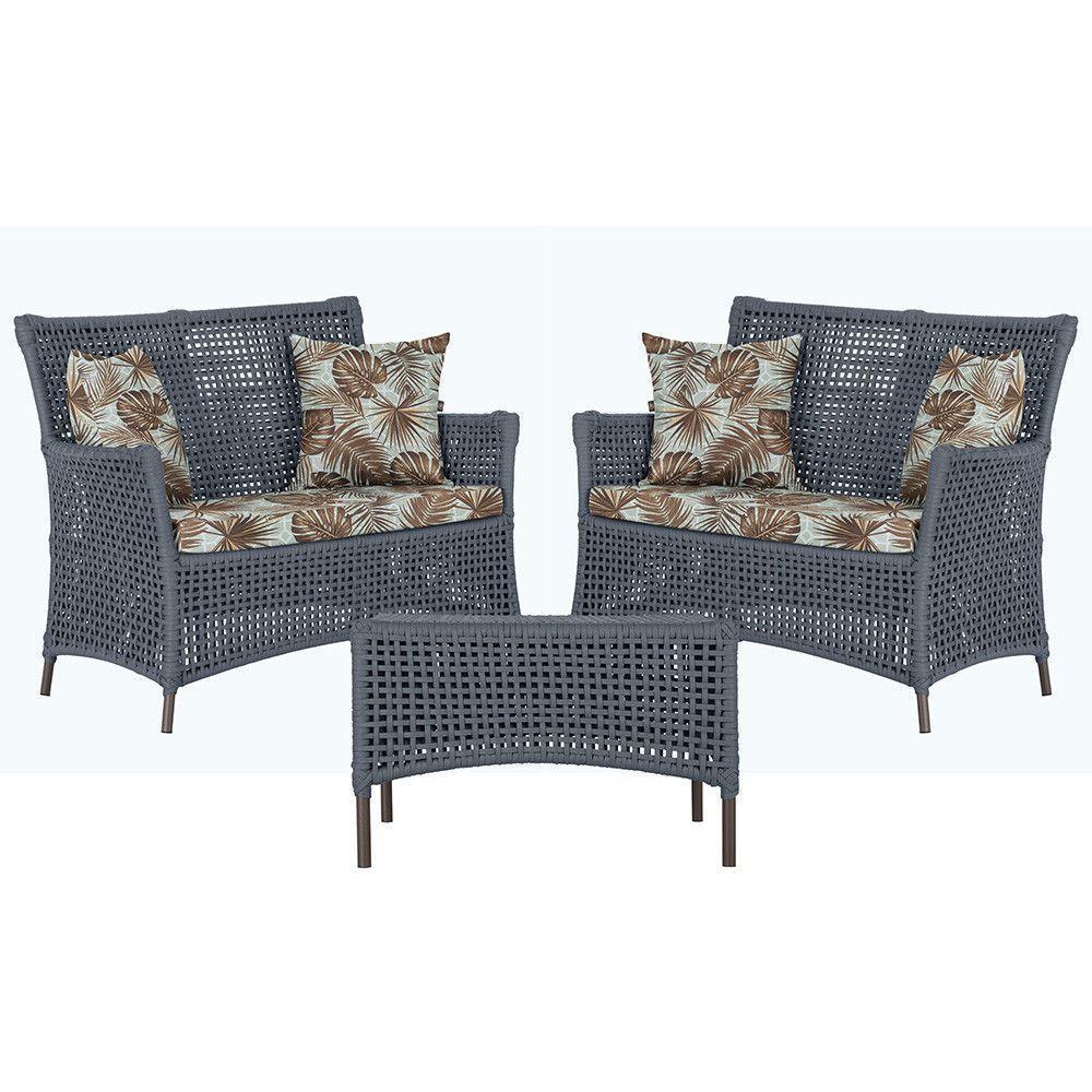 2 Sofás E Mesa Igapó Alumínio Marrom Corda Náutica E6 Trama Prata - 1