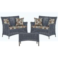 2 Sofás E Mesa Igapó Alumínio Marrom Corda Náutica E6 Trama Prata - 1