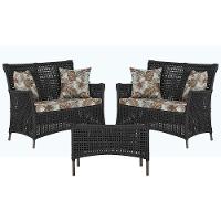 2 Sofás E Mesa Igapó Alumínio Marrom Corda Náutica E6 Trama Preto - 1