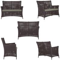 2 Sofás E Mesa Igapó Alumínio Marrom Corda Náutica E8 Trama Marrom - 2