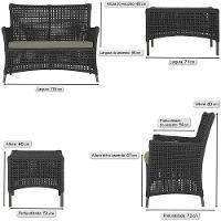 2 Sofás E Mesa Igapó Alumínio Marrom Corda Náutica E8 Trama Preto - 6