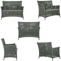 2 Sofás E Mesa Igapó Alumínio Marrom Corda Náutica E8 Trama Verde - 2