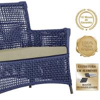 2 Sofás E Mesa Igapó Alumínio Marrom Corda Náutica E7 Trama Azul - 5
