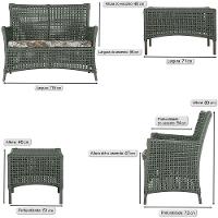 2 Sofás E Mesa Igapó Alumínio Marrom Corda Náutica E6 Trama Verde - 5