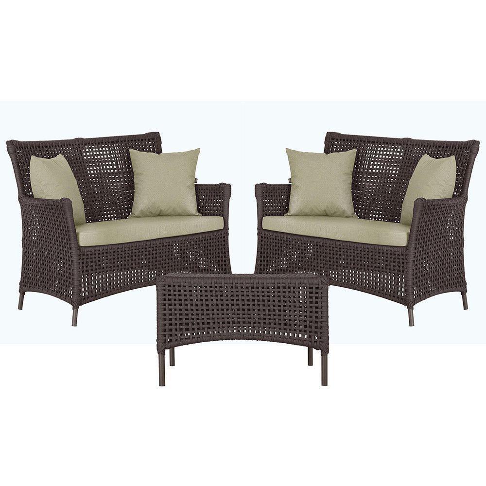 2 Sofás E Mesa Igapó Alumínio Marrom Corda Náutica E7 Trama Marrom - 1