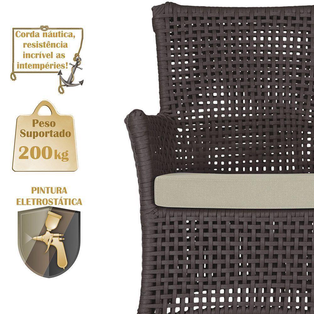 2 Sofás E Mesa Igapó Alumínio Marrom Corda Náutica E7 Trama Marrom - 4
