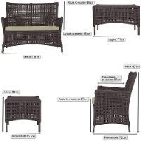 2 Sofás E Mesa Igapó Alumínio Marrom Corda Náutica E7 Trama Marrom - 6