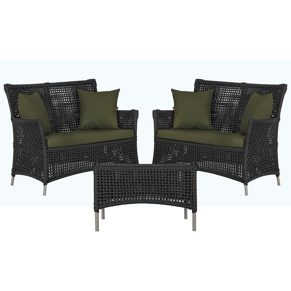 2 Sofás E Mesa Igapó Alumínio Fendi Corda Náutica E13 Trama Preto - 1