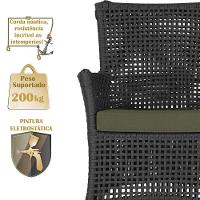 2 Sofás E Mesa Igapó Alumínio Fendi Corda Náutica E13 Trama Preto - 2