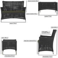 2 Sofás E Mesa Igapó Alumínio Fendi Corda Náutica E13 Trama Preto - 3