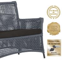 2 Sofás E Mesa Igapó Alumínio Preta Corda Náutica E9 Trama Prata - 6