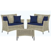 2 Sofás E Mesa Igapó Alumínio Preta Corda Náutica E10 Trama Rami - 1