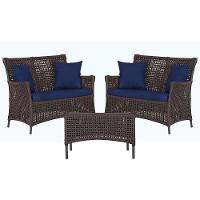 2 Sofás E Mesa Igapó Alumínio Preta Corda Náutica E10 Trama Marrom - 1