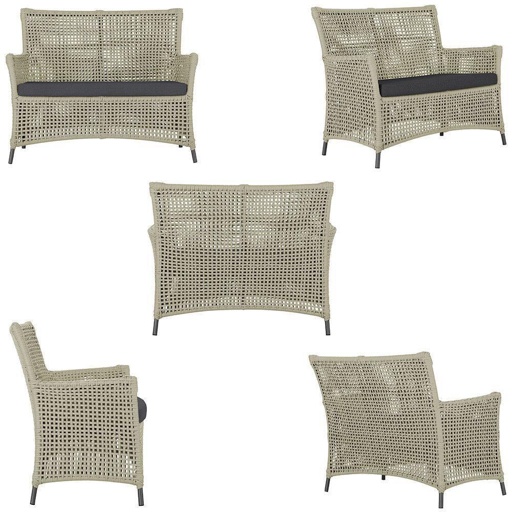 2 Sofás E Mesa Igapó Alumínio Preta Corda Náutica E11 Trama Rami - 3