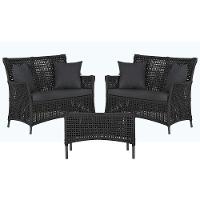 2 Sofás E Mesa Igapó Alumínio Preta Corda Náutica E11 Trama Preto - 1