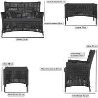 2 Sofás E Mesa Igapó Alumínio Preta Corda Náutica E11 Trama Preto - 6