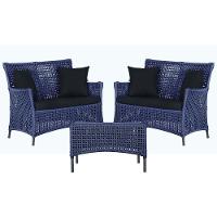 2 Sofás E Mesa Igapó Alumínio Preta Corda Náutica E12 Trama Azul - 1