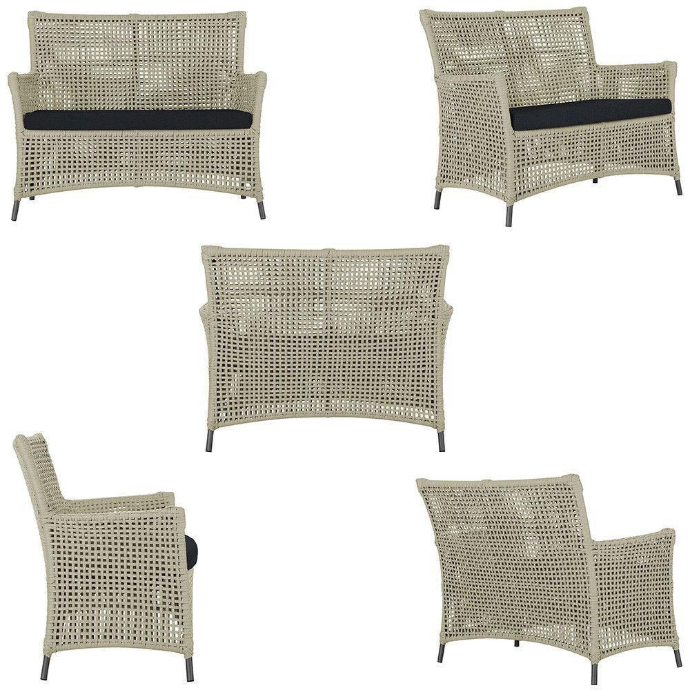 2 Sofás E Mesa Igapó Alumínio Preta Corda Náutica E12 Trama Rami - 3