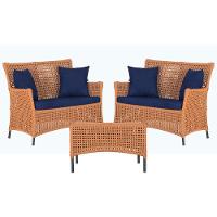 2 Sofás E Mesa Igapó Alumínio Preta Corda Náutica E10 Trama Terra Cota - 1