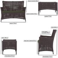 2 Sofás E Mesa Igapó Alumínio Preta Corda Náutica E13 Trama Marrom - 6