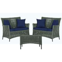 2 Sofás E Mesa Igapó Alumínio Preta Corda Náutica E10 Trama Verde - 1