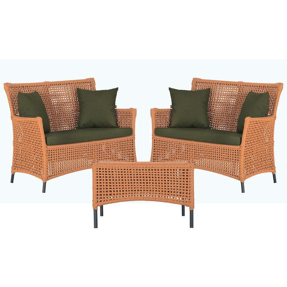 2 Sofás E Mesa Igapó Alumínio Preta Corda Náutica E13 Trama Terra Cota - 1