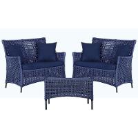 2 Sofás E Mesa Igapó Alumínio Preta Corda Náutica E10 Trama Azul - 1