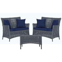 2 Sofás E Mesa Igapó Alumínio Preta Corda Náutica E10 Trama Prata - 1