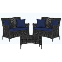 2 Sofás E Mesa Igapó Alumínio Preta Corda Náutica E10 Trama Preto - 10