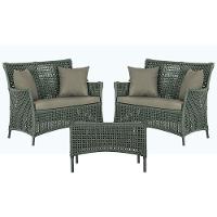 2 Sofás E Mesa Igapó Alumínio Preta Corda Náutica E8 Trama Verde - 1