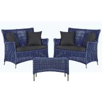 2 Sofás E Mesa Igapó Alumínio Fendi Corda Náutica E11 Trama Azul - 1