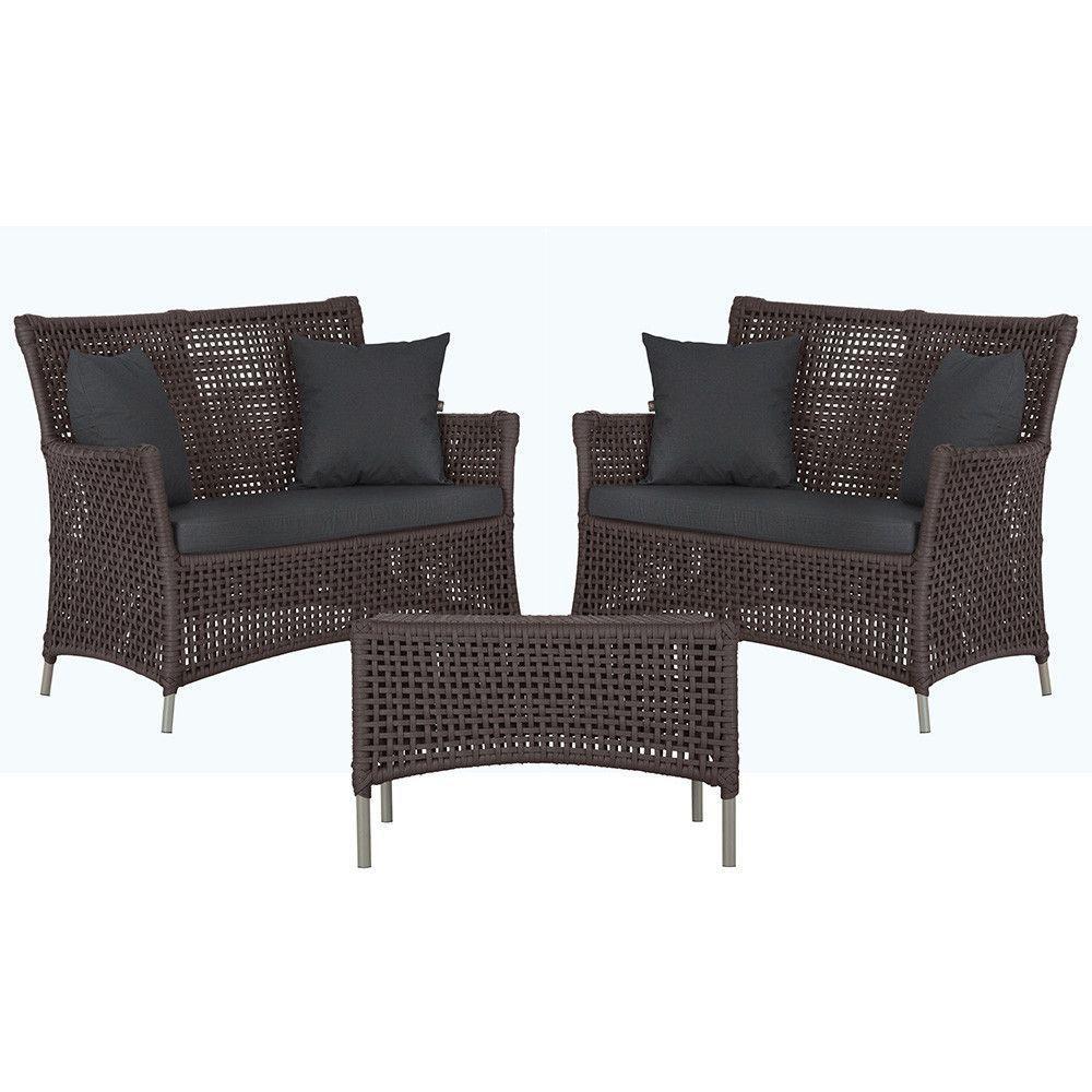 2 Sofás E Mesa Igapó Alumínio Fendi Corda Náutica E11 Trama Marrom - 1