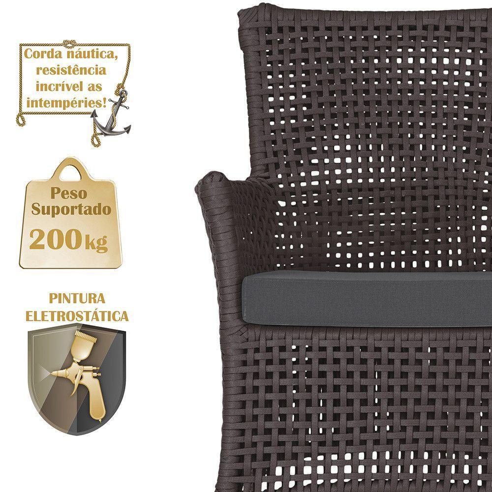 2 Sofás E Mesa Igapó Alumínio Fendi Corda Náutica E11 Trama Marrom - 2