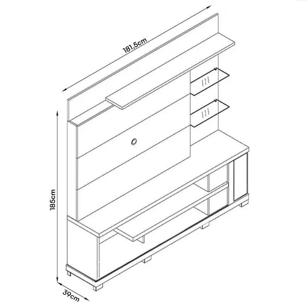Estante Home Theater Alan Cinamomo Off White Para Tv Até 55 Com Pés - Madetec Cinamomo Off White - 2