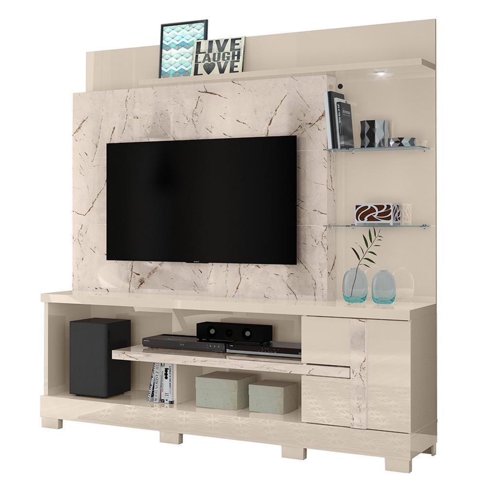 Estante Home Theater Alan Calacata Off White Para Tv Até 55 Com Pés - Madetec Calacata Off White - 1