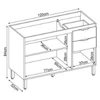 Balcão Firenze Pia 120cm 3 Portas 2 Gavetas Avena Grafito Sem Tampo - Demóbile Avena Grafito - 2