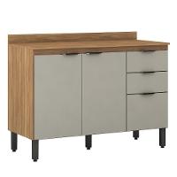 Balcão Firenze Pia 120cm 3 Portas 2 Gavetas Amêndola Nude Prime Com Tampo Mdp - Demóbile Amêndola Nude Prime - 1