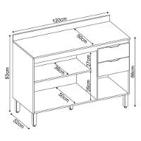 Balcão Firenze Pia 120cm 3 Portas 2 Gavetas Amêndola Nude Prime Com Tampo Mdp - Demóbile Amêndola Nude Prime - 2