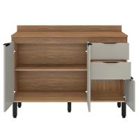 Balcão Firenze Pia 120cm 3 Portas 2 Gavetas Amêndola Nude Prime Com Tampo Mdp - Demóbile Amêndola Nude Prime - 3