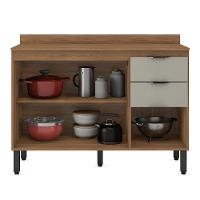 Balcão Firenze Pia 120cm 3 Portas 2 Gavetas Amêndola Nude Prime Com Tampo Mdp - Demóbile Amêndola Nude Prime - 4