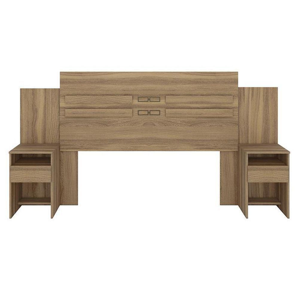 Cabeceira Cama Casal Extensível Triunfo Com 2 Mesas De Cabeceira Amêndola - Demóbile Amêndola - 1