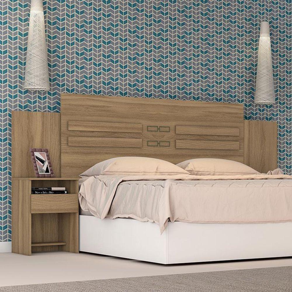 Cabeceira Cama Casal Extensível Triunfo Com 2 Mesas De Cabeceira Amêndola - Demóbile Amêndola - 4