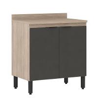 Balcão Firenze 2 Portas 80cm Avena Grafito Com Tampo Mdp - Demóbile Avena Grafito - 1