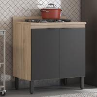 Balcão Firenze 2 Portas 80cm Avena Grafito Com Tampo Mdp - Demóbile Avena Grafito - 4